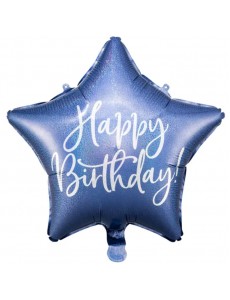 Balão Estrela Azul Happy Birthday